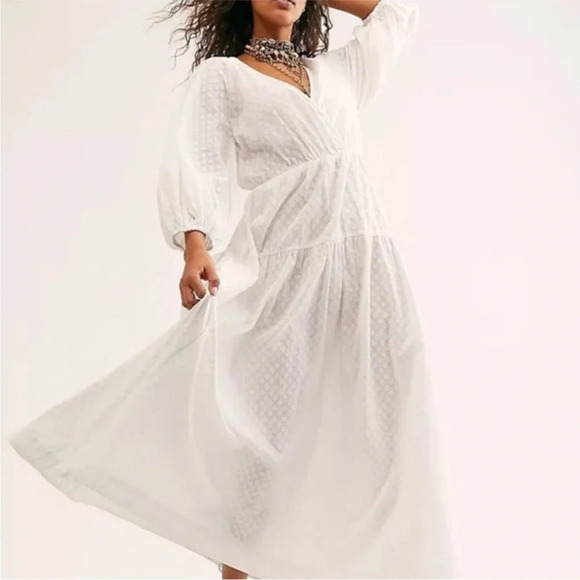 Free People Like Air Midi Dress in White Powder Size XS - Picture 3 of 10